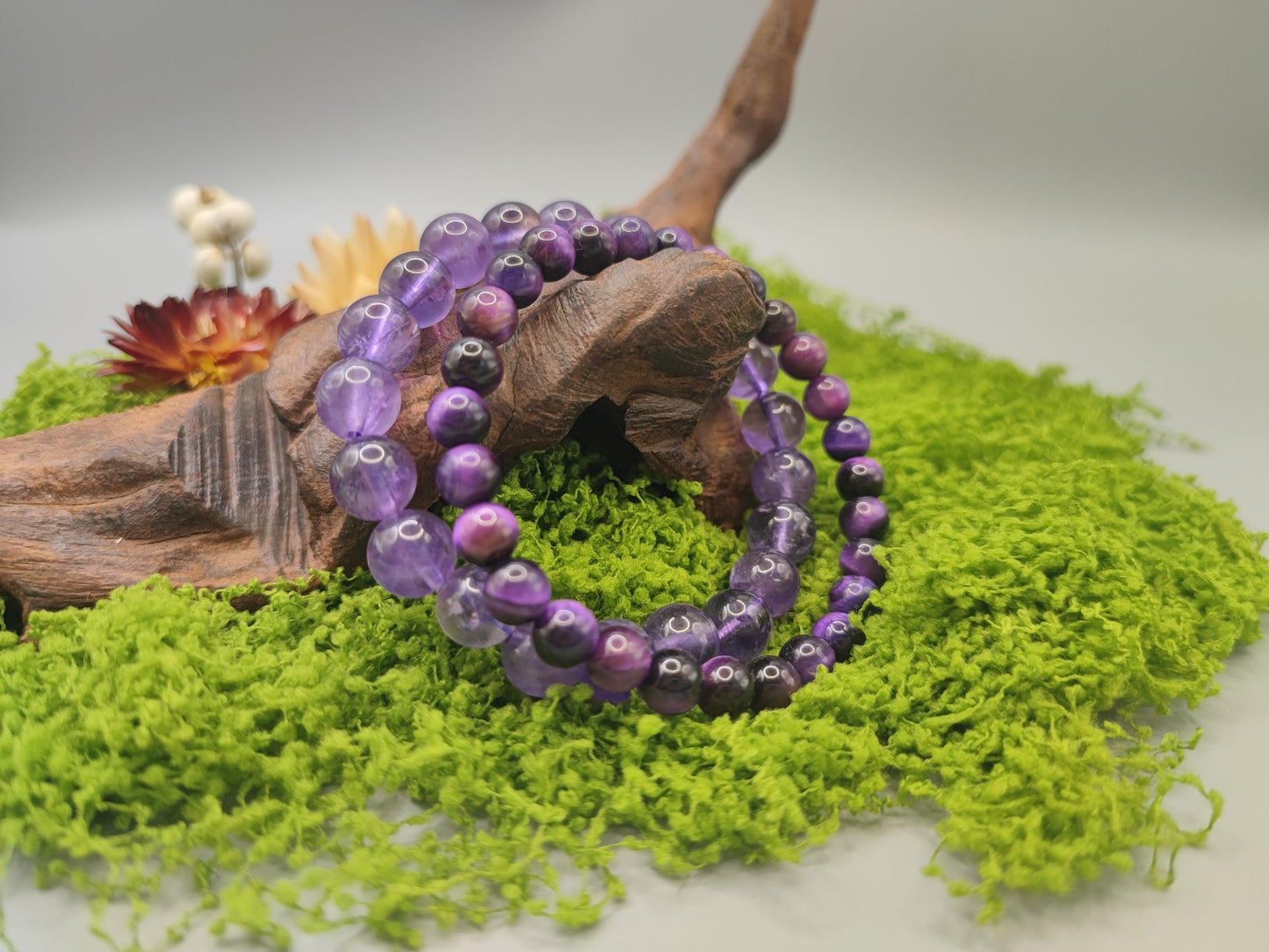 Uruguayan Amethyst & Purple Tiger's Eye - Enhance Charm and Prosper Business - Fire Energy - EnerChi Crystals
