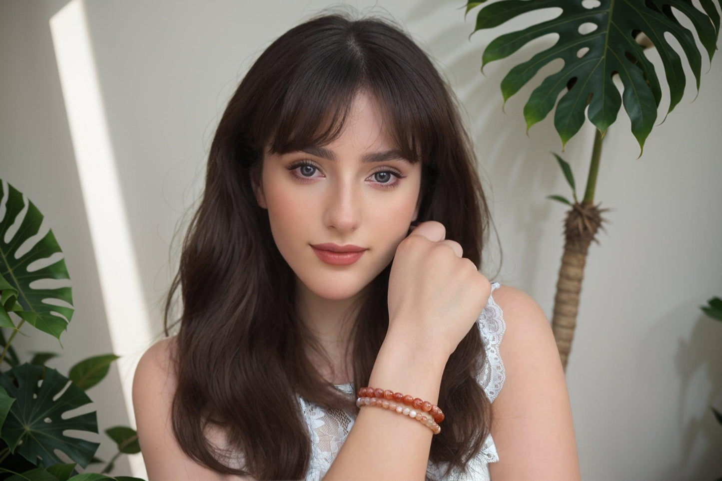 Sunstone & Peach Moonstone Bead Bracelets - Enhance Confidence and Courage - Fire Energy - EnerChi Crystals