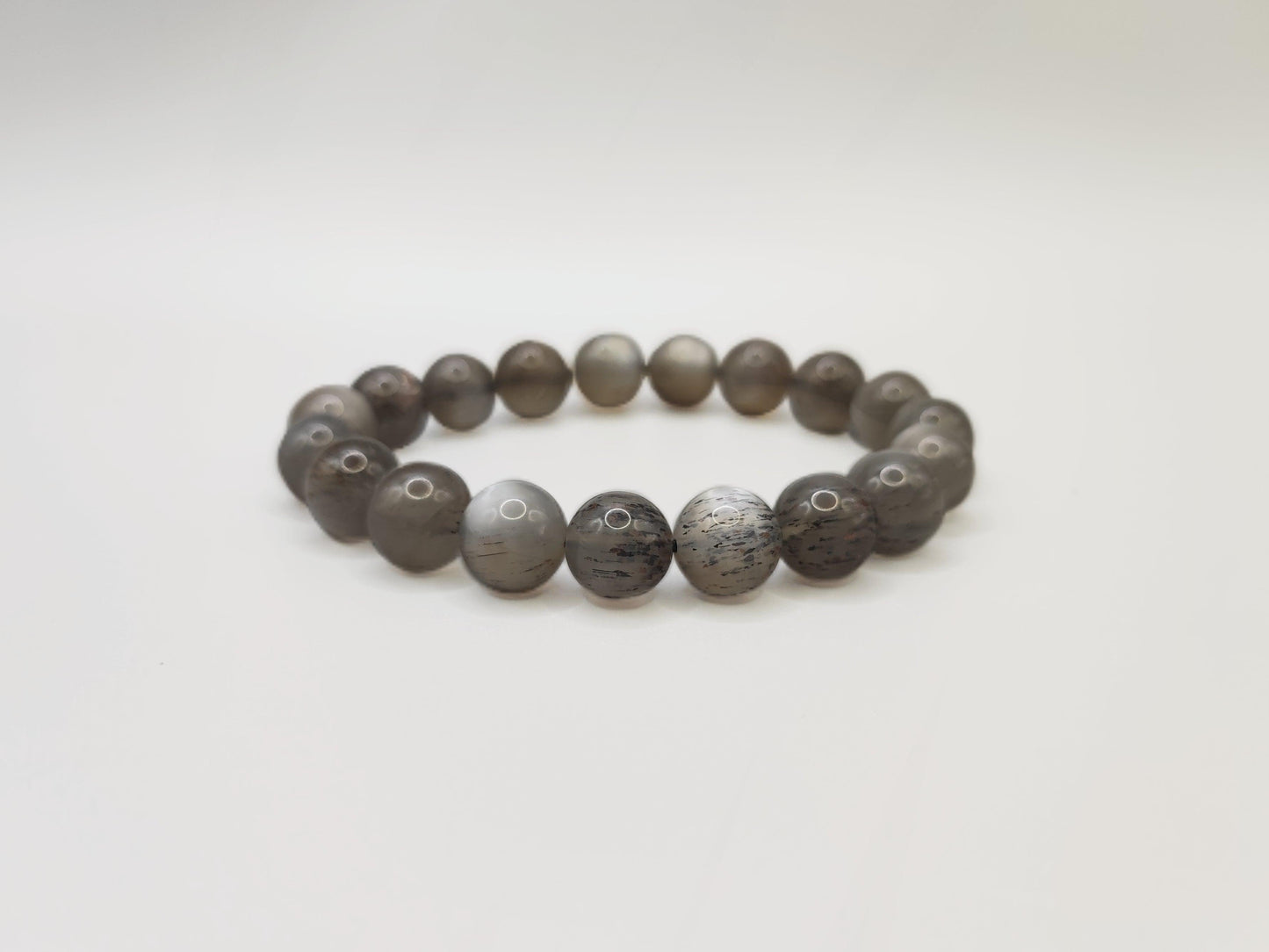Super Energy Black Sunstone Bead Bracelet - Clear Negative Energy - Five Elements Water - EnerChi Crystals