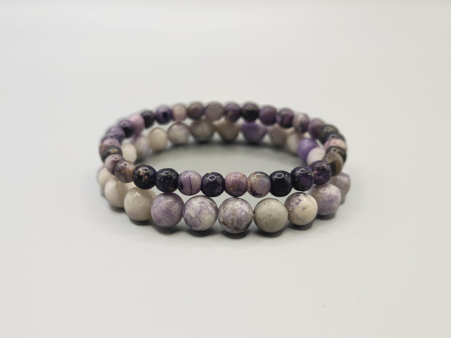 Purple Turquoise & Purple Fluorite Bead Bracelets - Clear Negative Energy - Fire Energy - EnerChi Crystals