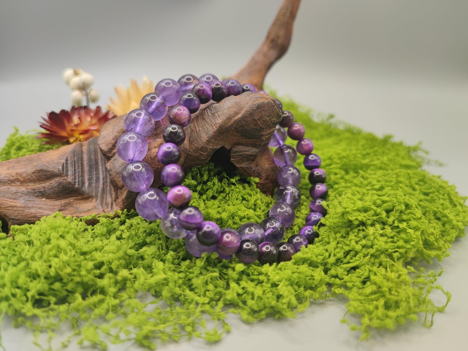 Uruguayan Amethyst & Purple Tiger's Eye - Enhance Charm and Prosper Business - Fire Energy - EnerChi Crystals