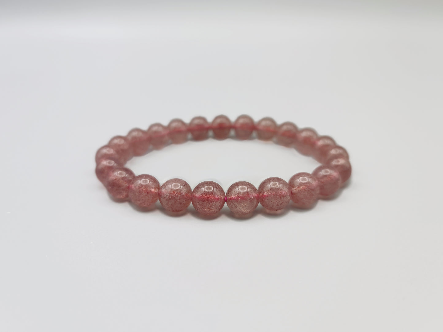 Strawberry Quartz Bead Bracelet - Enhance Interpersonal Relationships - Fire Energy - EnerChi Crystals