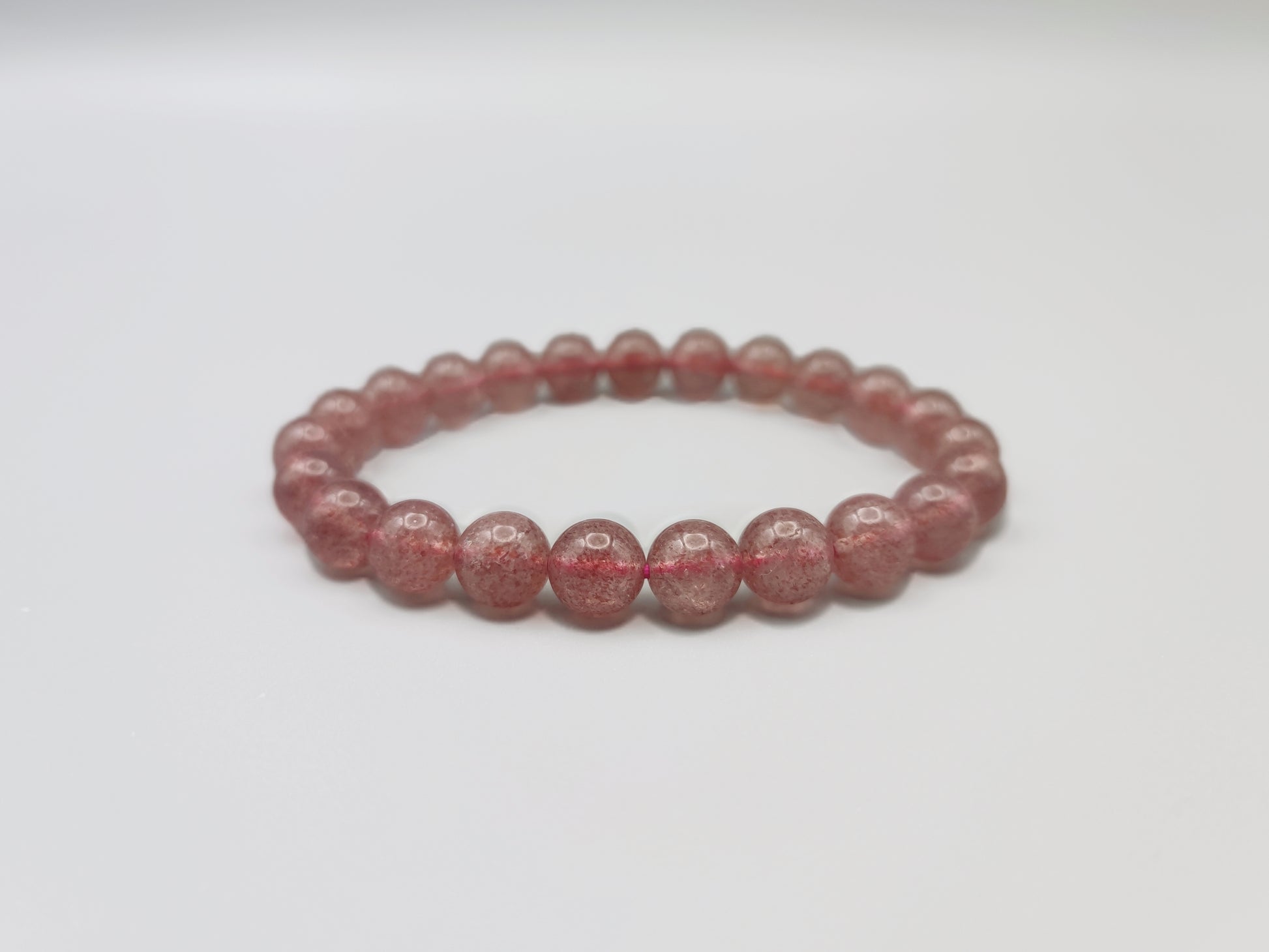 Strawberry Quartz Bead Bracelet - Enhance Interpersonal Relationships - Fire Energy - EnerChi Crystals