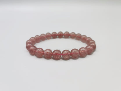 Strawberry Quartz Bead Bracelet - Enhance Interpersonal Relationships - Fire Energy - EnerChi Crystals