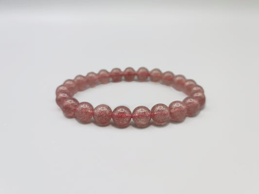 Strawberry Quartz Bead Bracelet - Enhance Interpersonal Relationships - Fire Energy - EnerChi Crystals