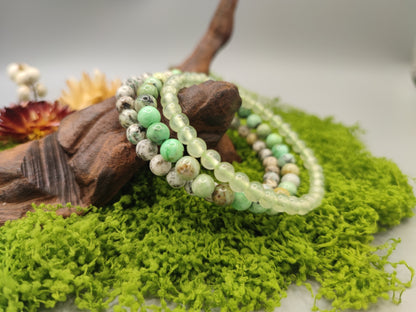 Variscite & Prehnite & Pakistan Stone Bead Bracelets - Stabilize Emotions - Wood Energy - EnerChi Crystals