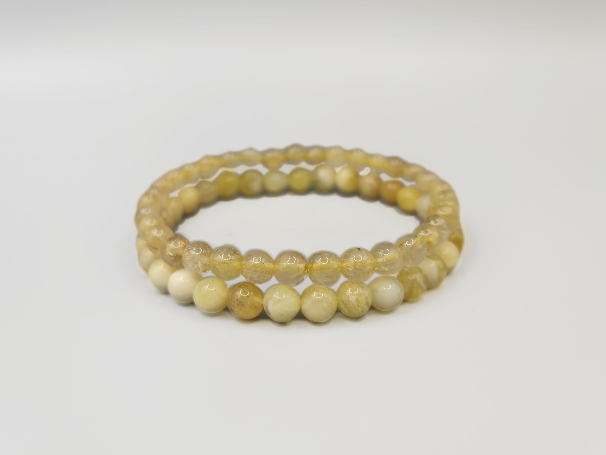 Yellow Rough Opal & Gold Rutilated Quartz Bead Bracelets - Boost Confidence and Decision Making - Earth Energy - EnerChi Crystals