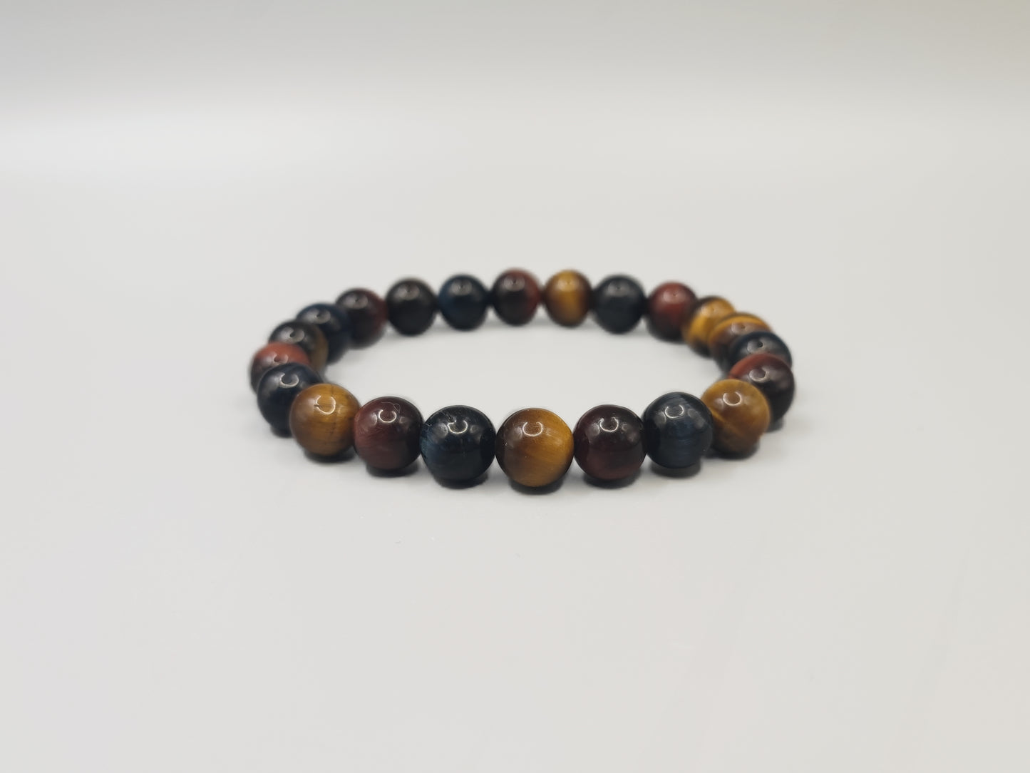 Tricolor Tiger's Eye Bead Bracelet - Boost Career - Intelligent, Confident, and Energetic - Combined Water, Fire, and Earth Energies - EnerChi Crystals