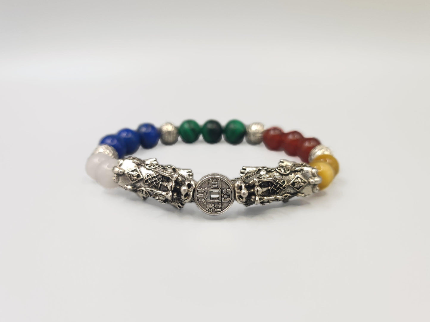 Five Elements Harmony Pi Xiu Feng Shui Bracelet (Large Size) - Attract Wealth and Good Fortune - EnerChi Crystals