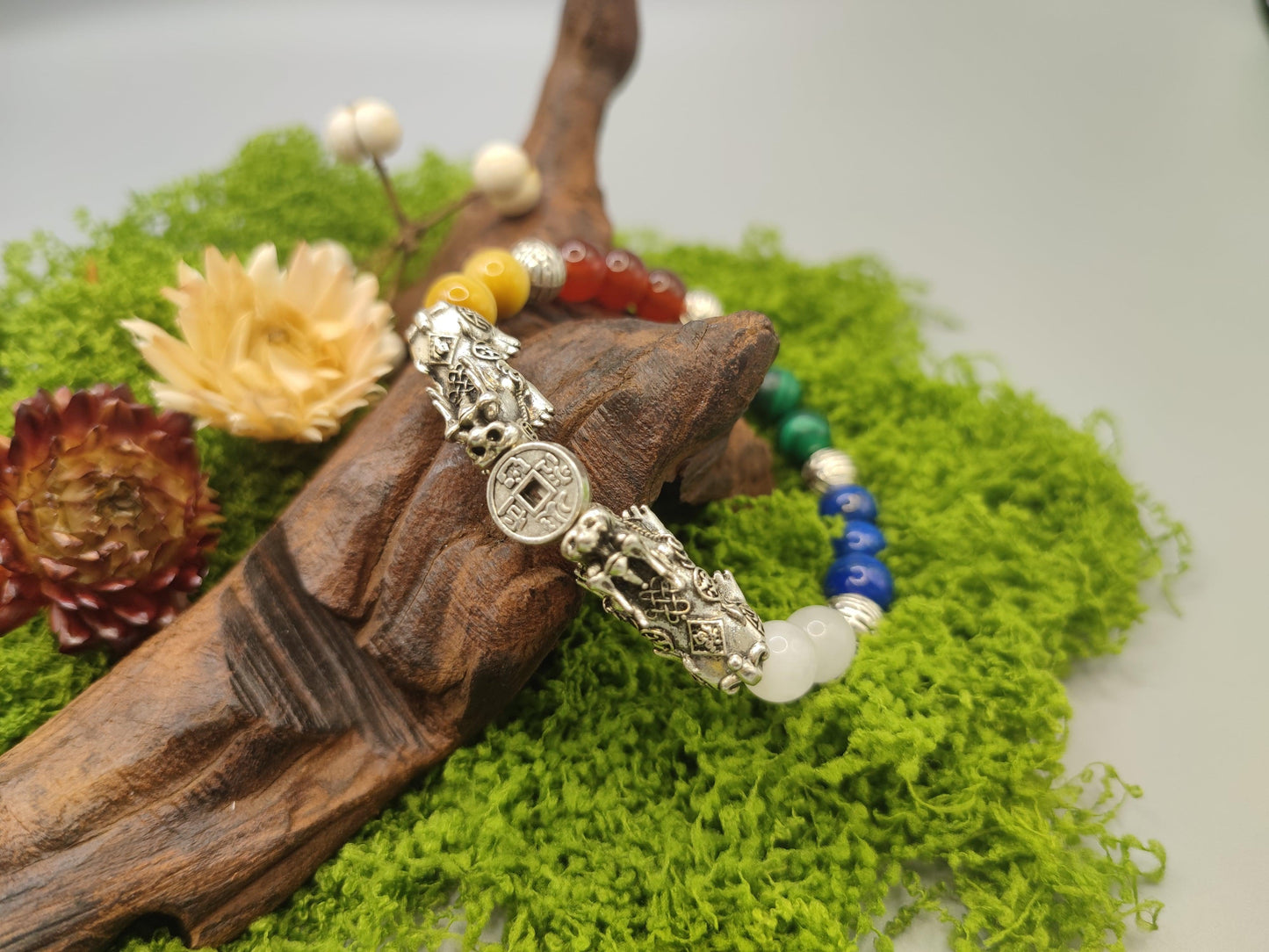 Five Elements Harmony Pi Xiu Feng Shui Bracelet (Large Size) - Attract Wealth and Good Fortune - EnerChi Crystals