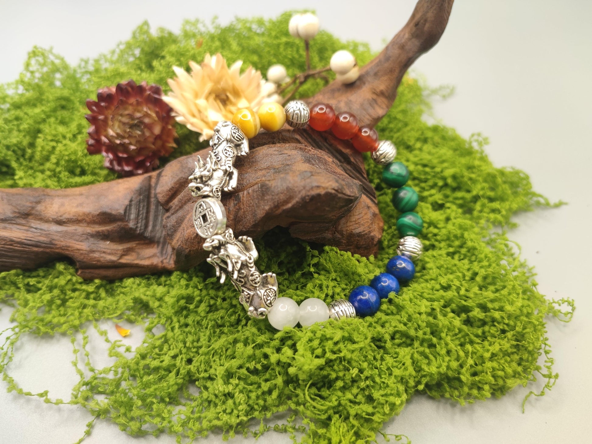 Five Elements Harmony Pi Xiu Feng Shui Bracelet (Large Size) - Attract Wealth and Good Fortune - EnerChi Crystals