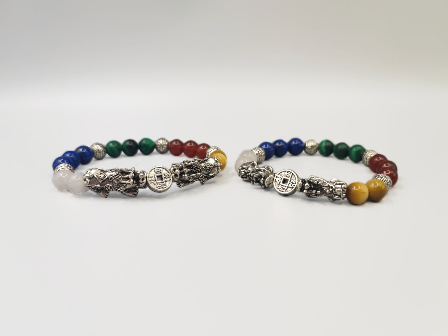 Five Elements Harmony Pi Xiu Double Bracelets - Harmony and Good Fortune - EnerChi Crystals