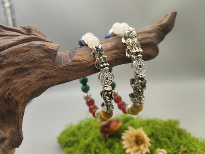 Five Elements Harmony Pi Xiu Double Bracelets - Harmony and Good Fortune - EnerChi Crystals