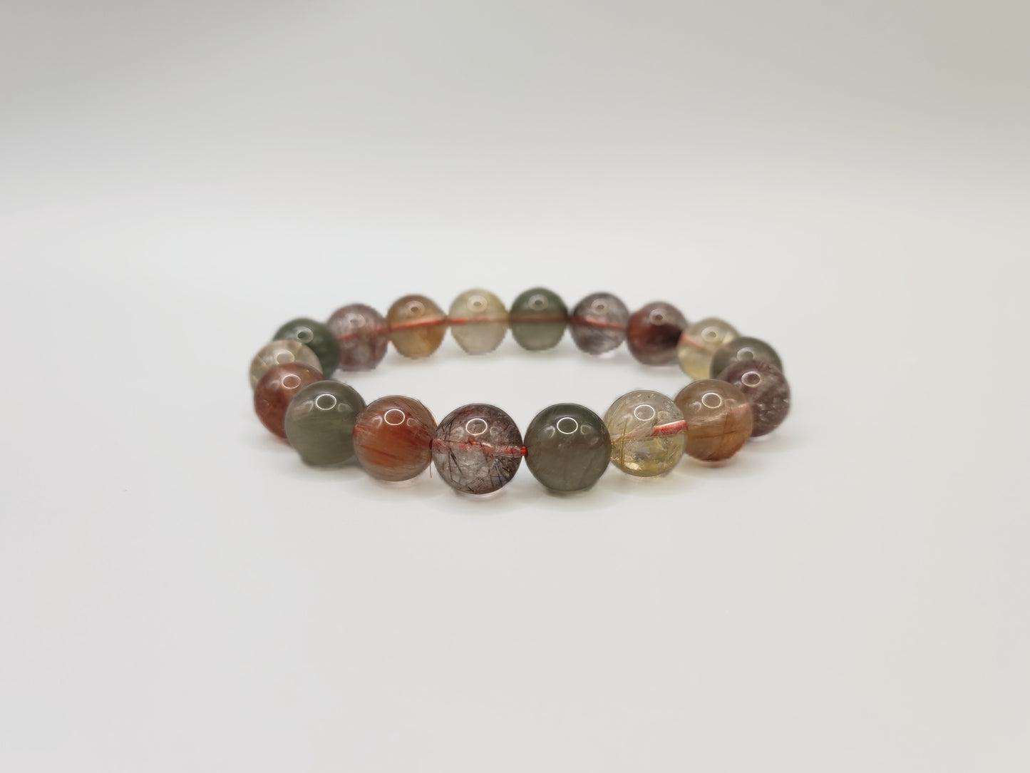 Super Energy Colorful Rutilated Quartz Bead Bracelet - Wealth Abundance - EnerChi Crystals