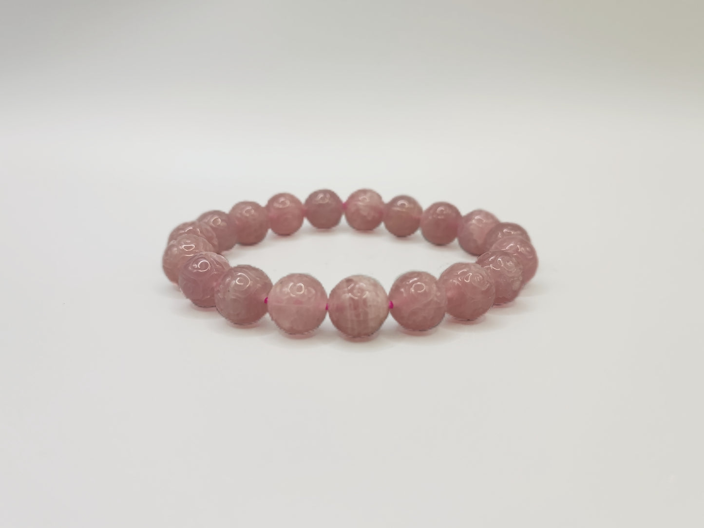 Super Energy Carved Rose Quartz Bead Bracelet - Stone of Love - Five Elements Fire - EnerChi Crystals