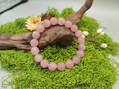 Super Energy Carved Rose Quartz Bead Bracelet - Stone of Love - Five Elements Fire - EnerChi Crystals