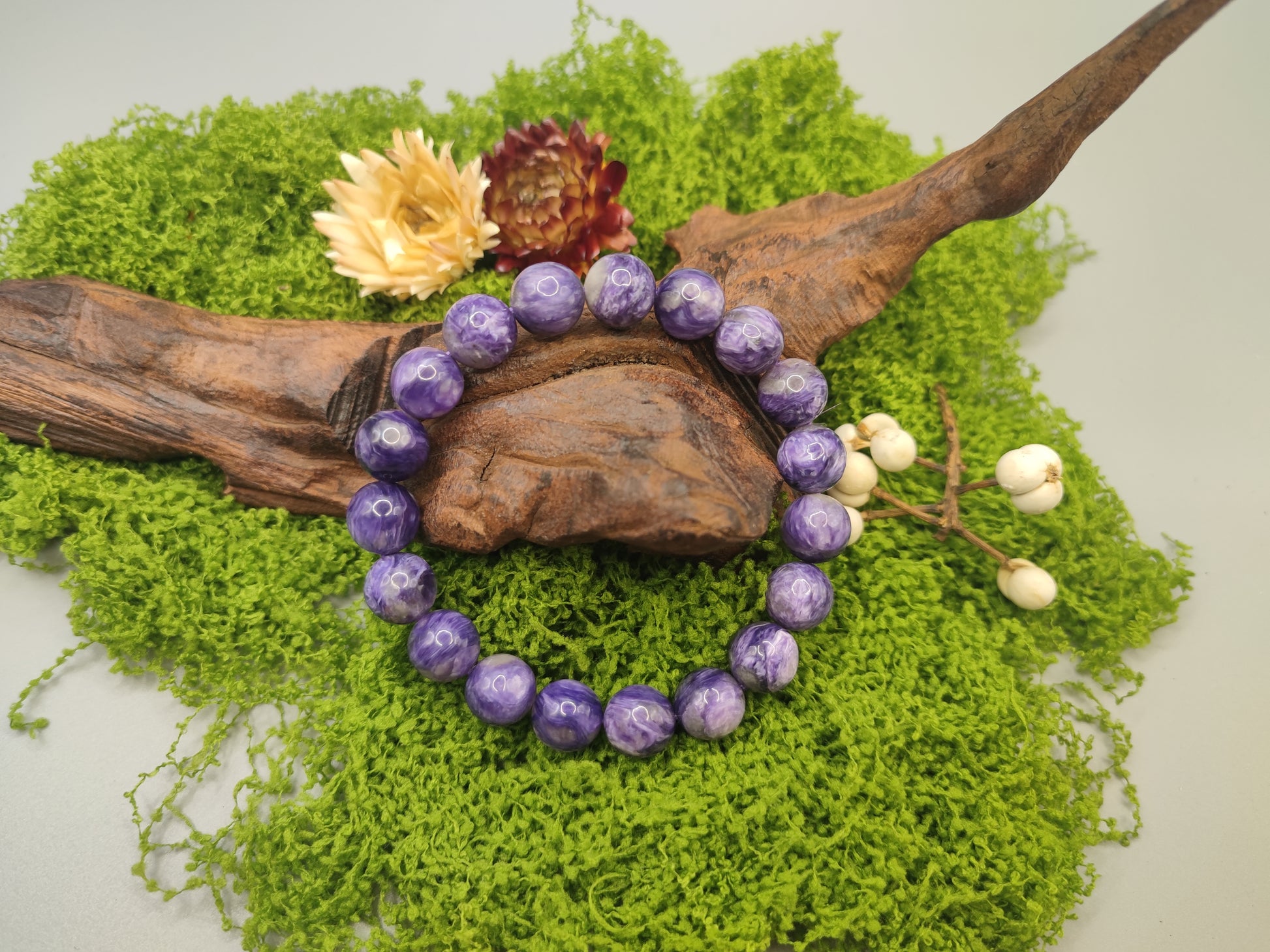 Super Energy Charoite Bead Bracelet - Stone of Spirituality - Five Elements Fire - EnerChi Crystals