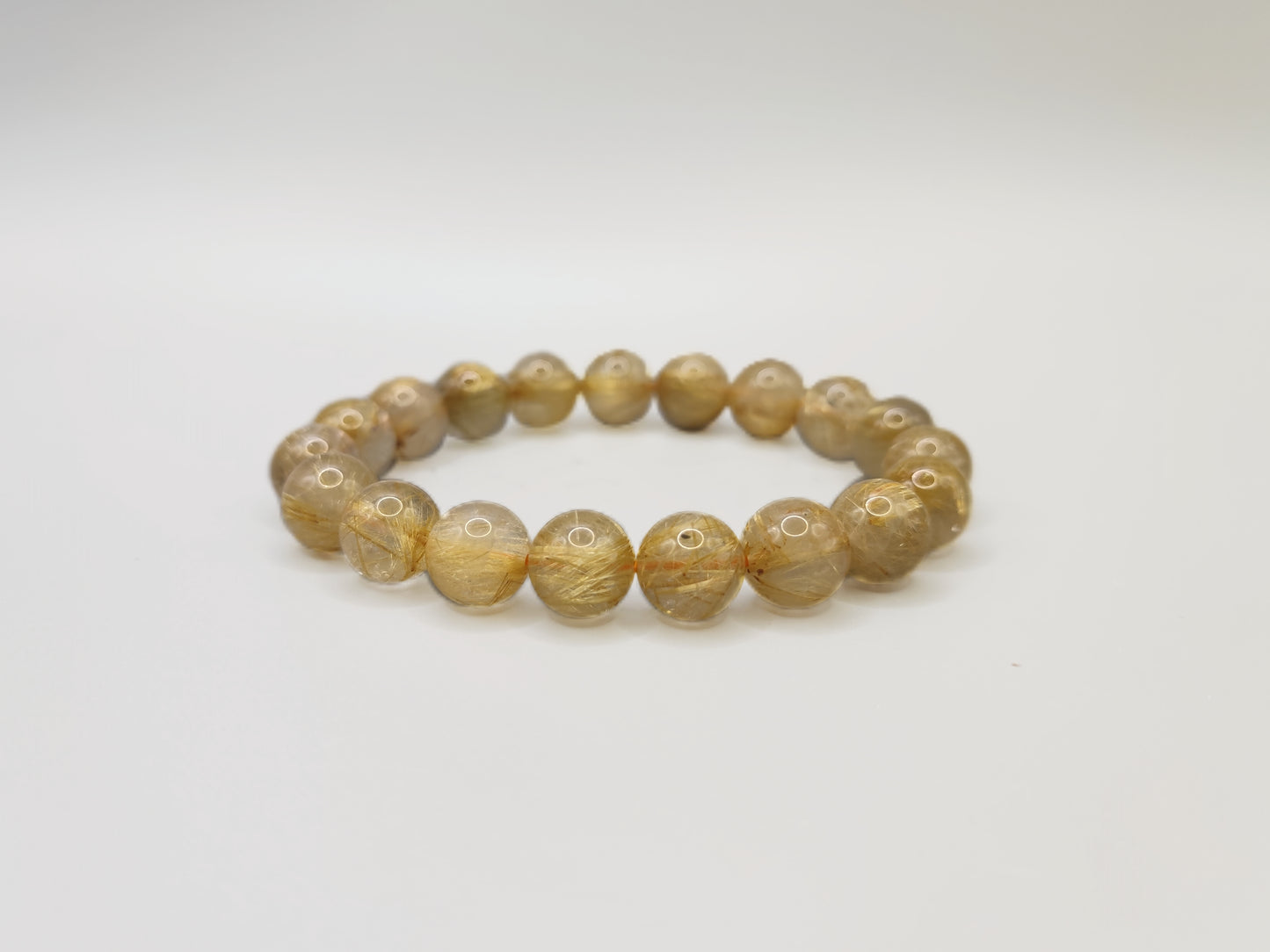 Super Energy Gold Rutilated Quartz Bead Bracelet - Stone of Wealth - Earth Energy - EnerChi Crystals