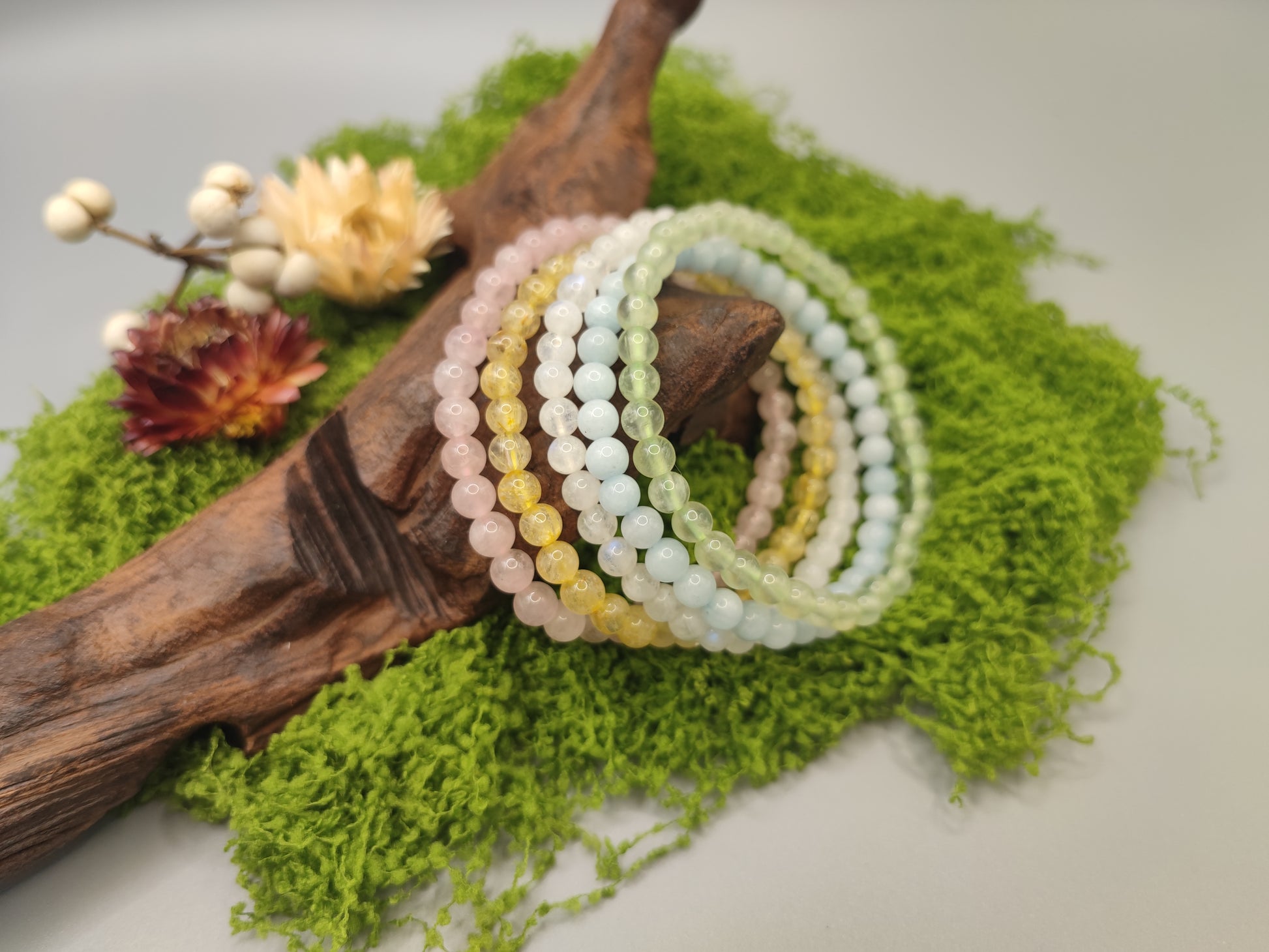 Five Elements Harmony Natural Crystal Feng Shui Bead Bracelets - EnerChi Crystals