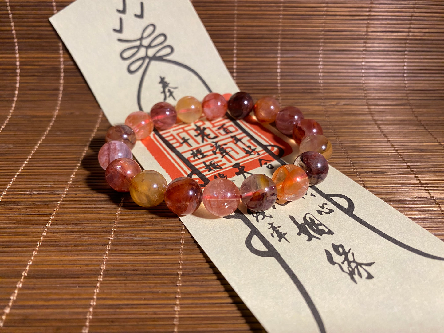 Super Energy Red Hematoid Quartz Bead Bracelet - Emotional Harmony - Fire Energy - EnerChi Crystals