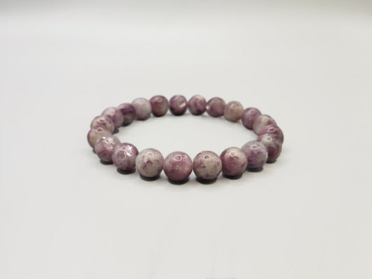 Purple Lepidolite Bead Bracelet - Relieve Stress - Fire Energy - EnerChi Crystals