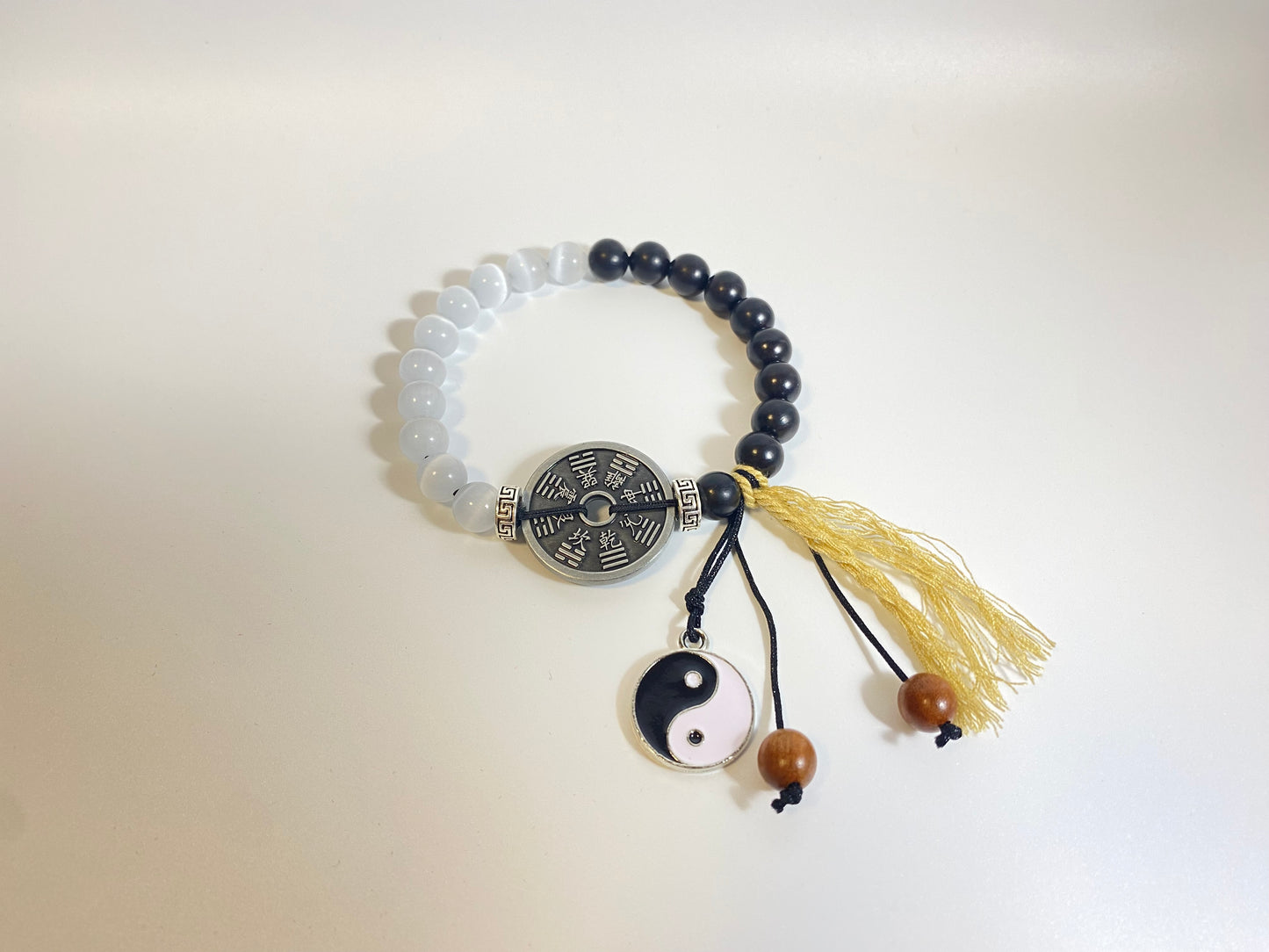 Tai Chi Mountain Ghost Coin Bracelet - with Handwritten Tai Sui Talisman by Taoist Priest - EnerChi Crystals